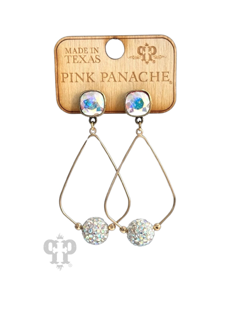 Pink Panache Pave rhinestone bead teardrop earring with Austrian crystal