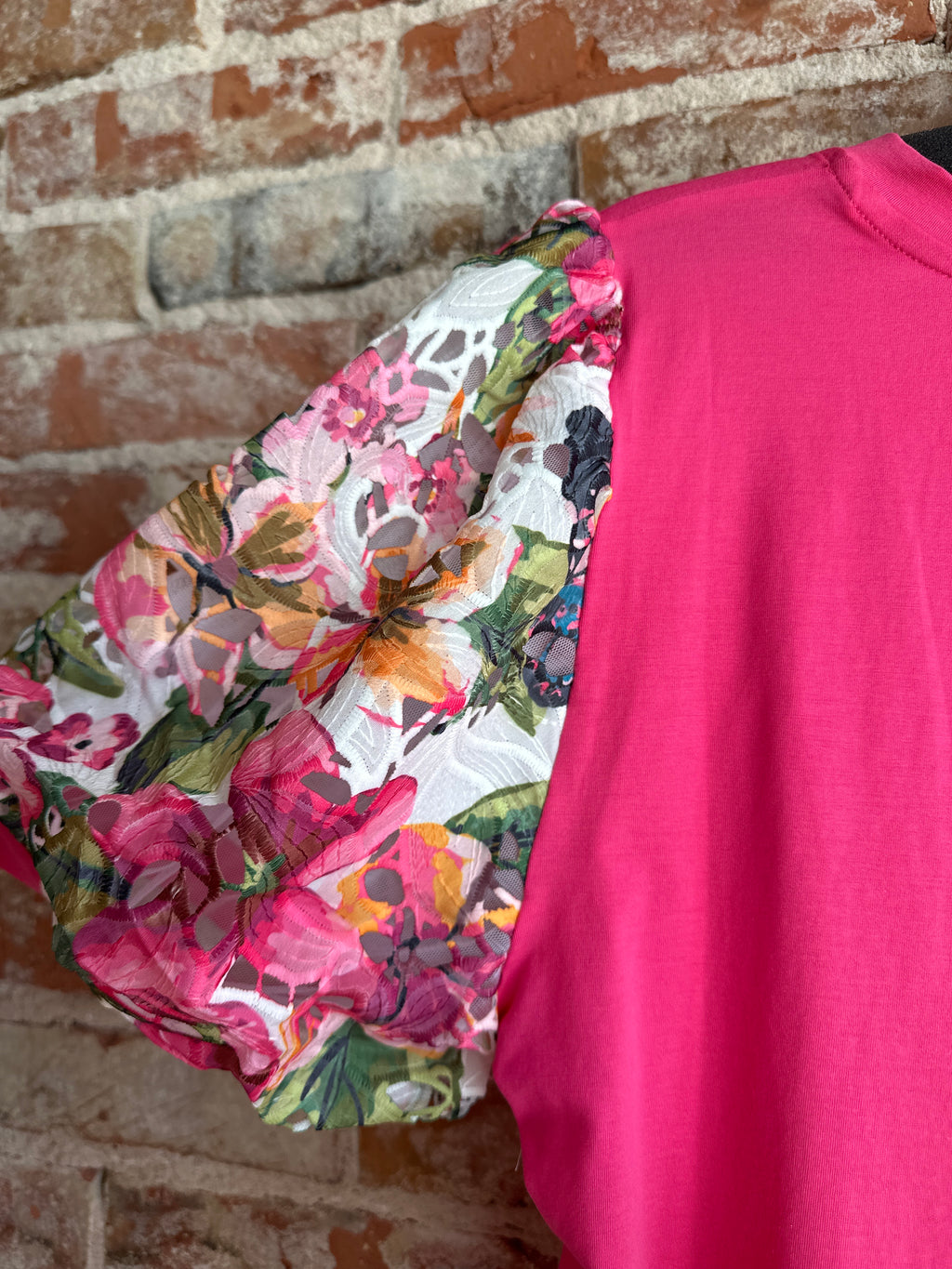 A.Z.I Pink Top Floral Sleeves