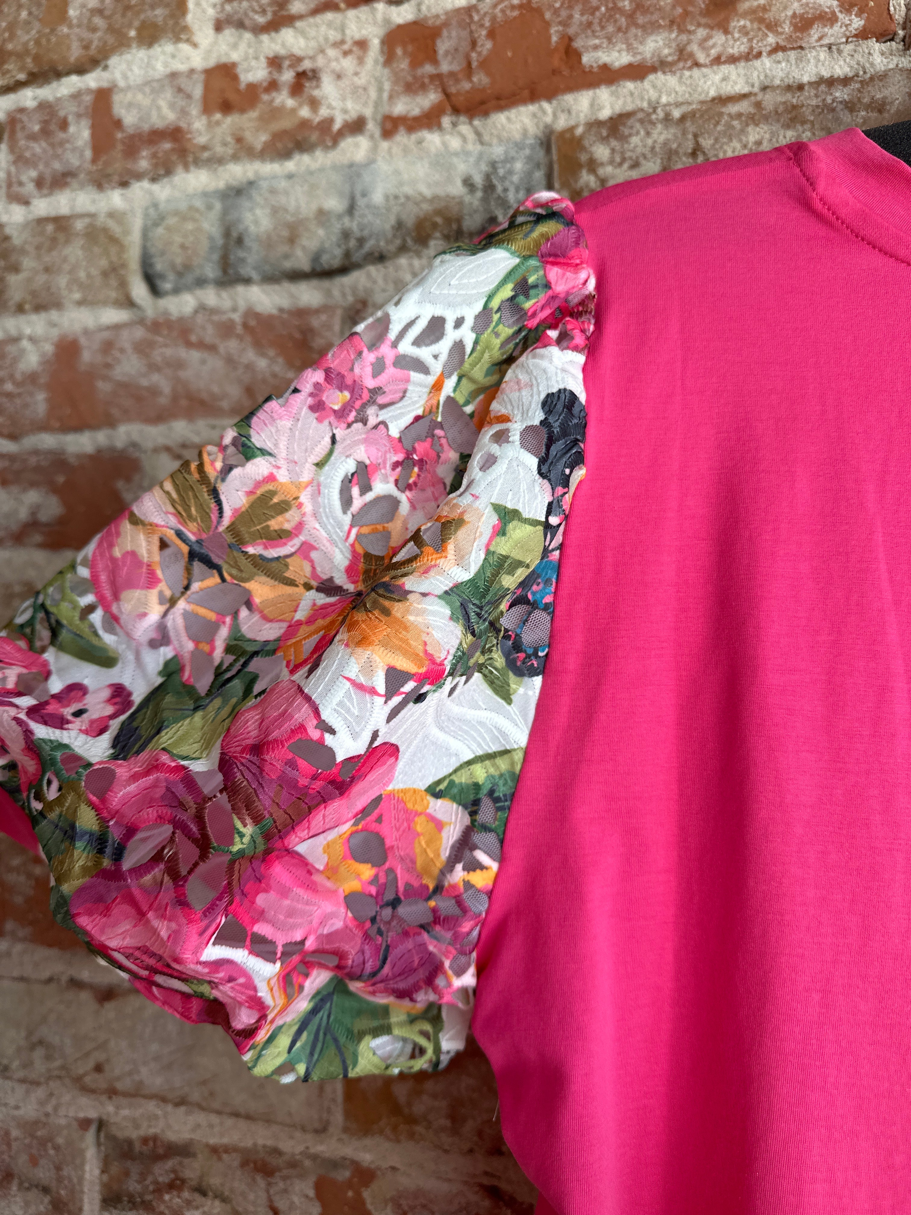 A.Z.I Pink Top Floral Sleeves