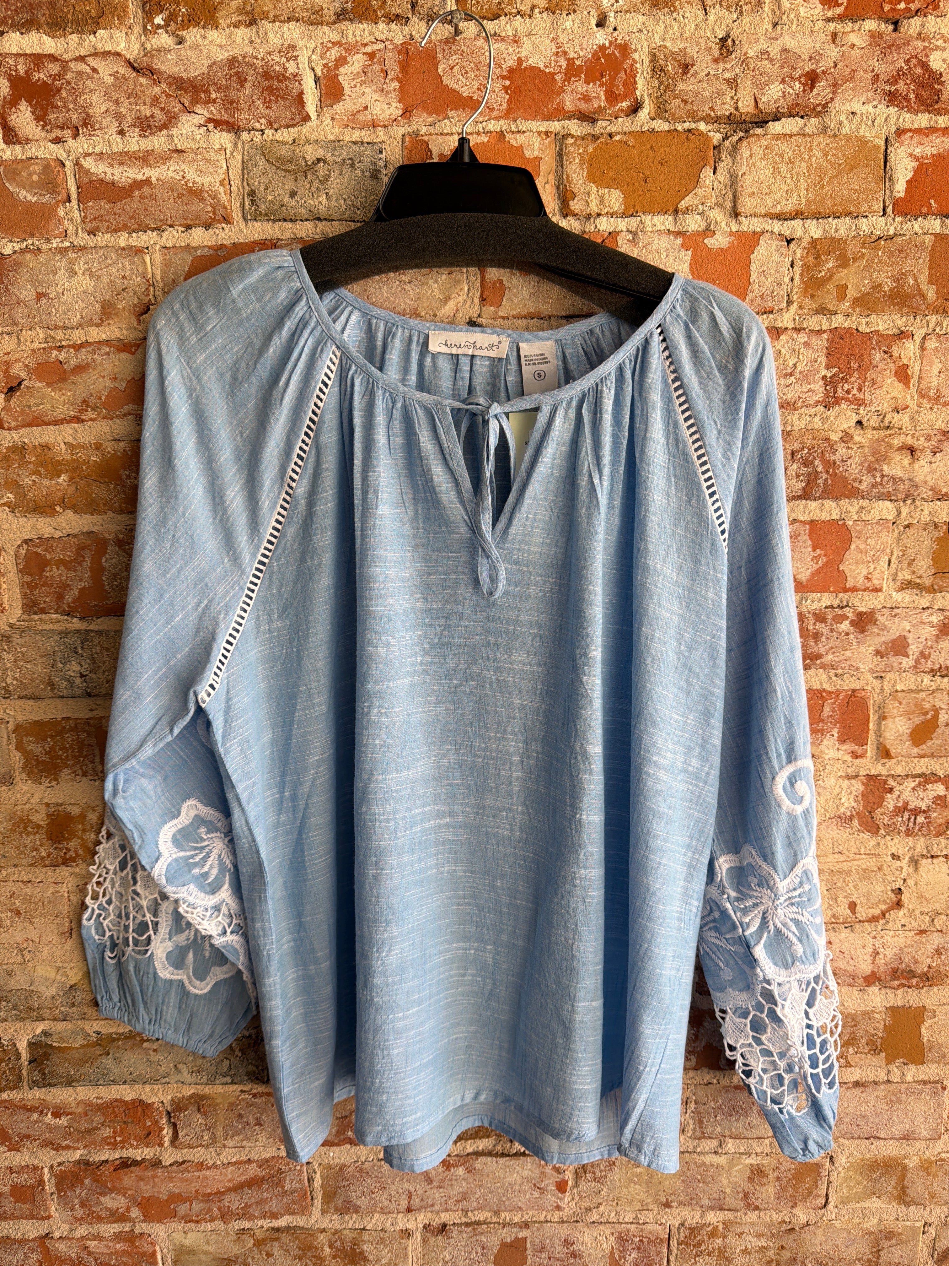 Keren Hart Blue Embroidered Top