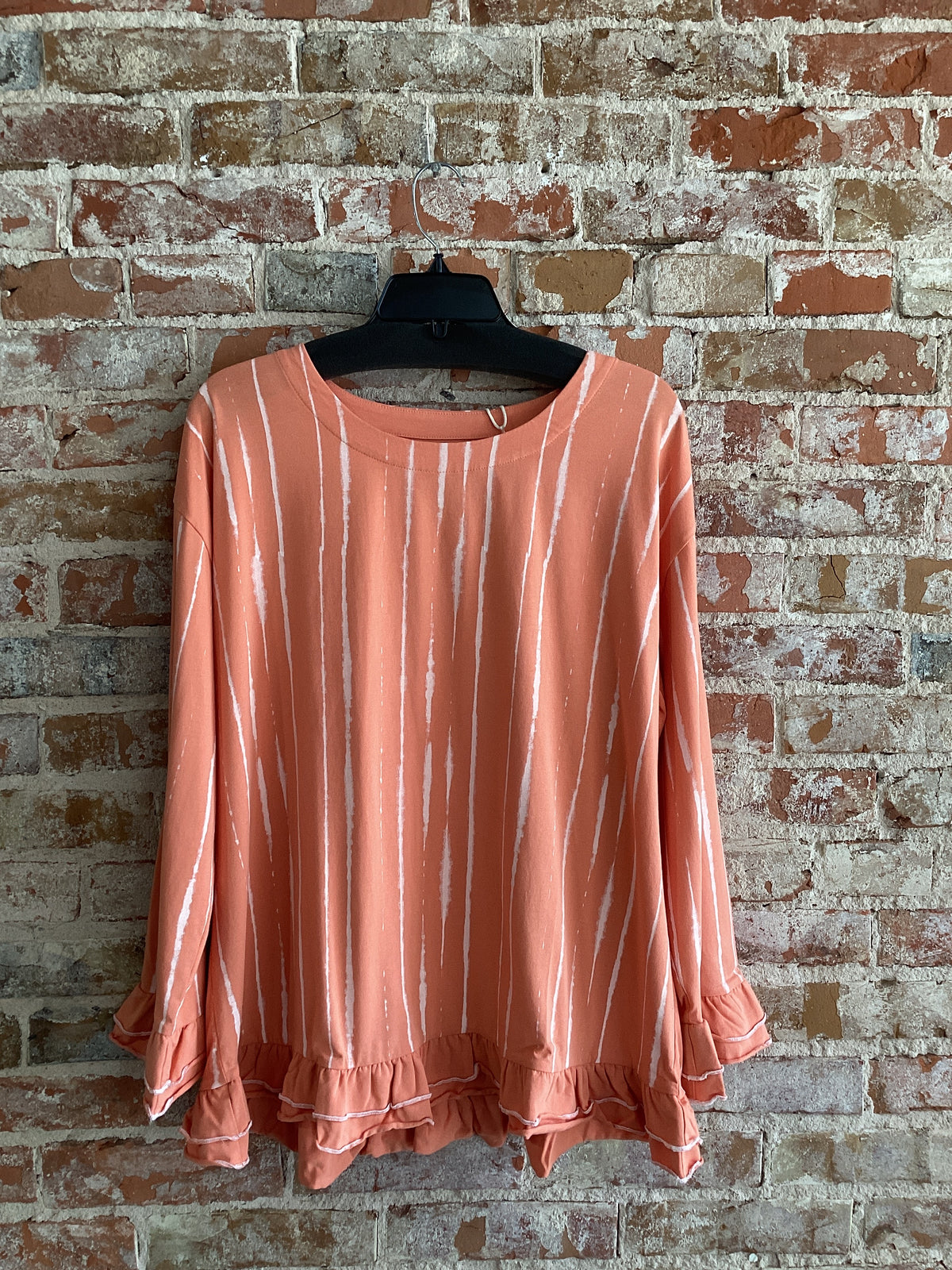Inspired Ruffled SLV Stripe Tunic