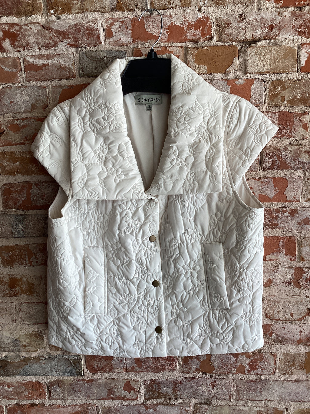 A La Carte Floral Embroidered Puffy Vest