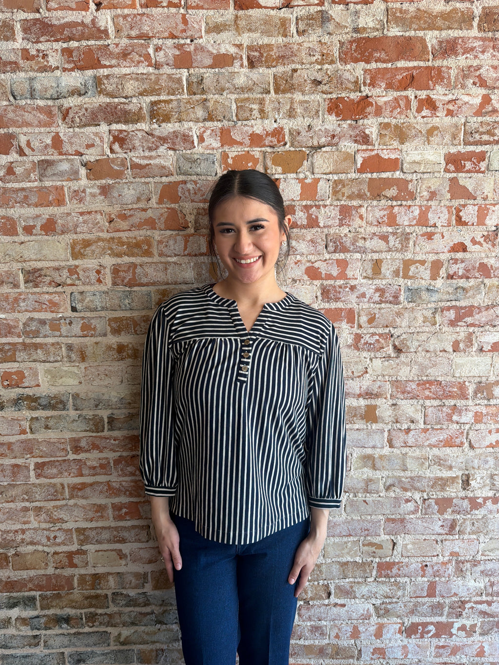Multiples SLV Drop Shlder Collar Knit Top