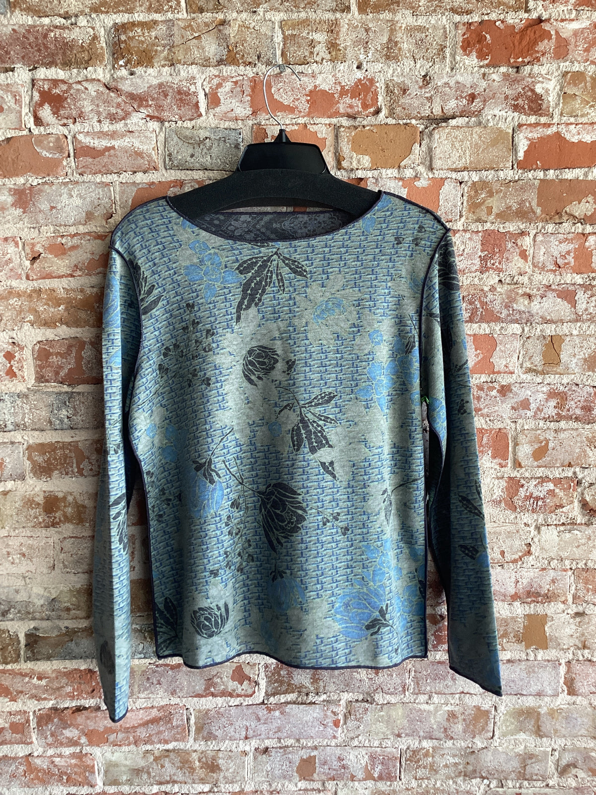 Trisha Tyler Textured Floral Reversible Crewneck