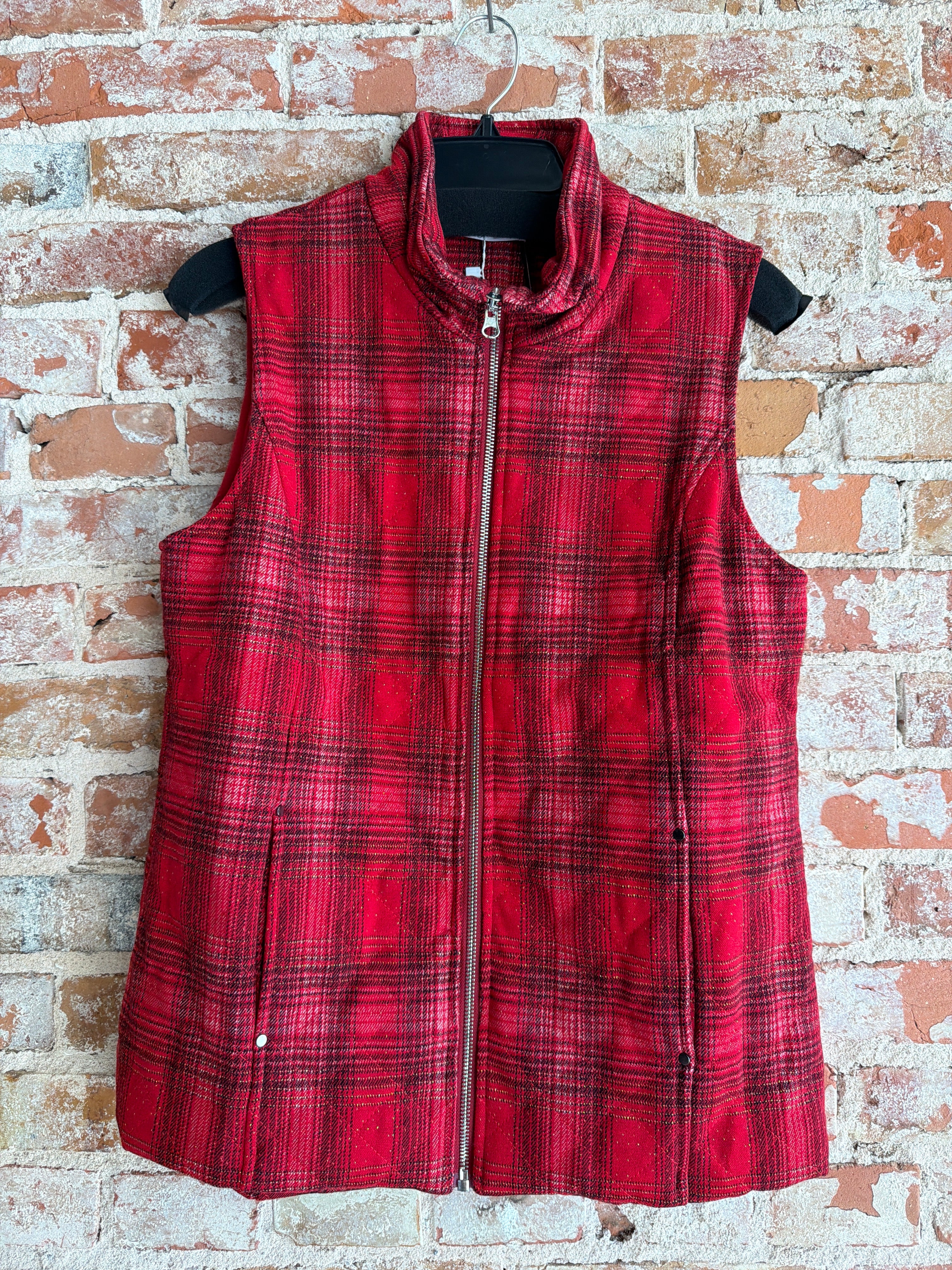 Ethyl Red Plaid Vest