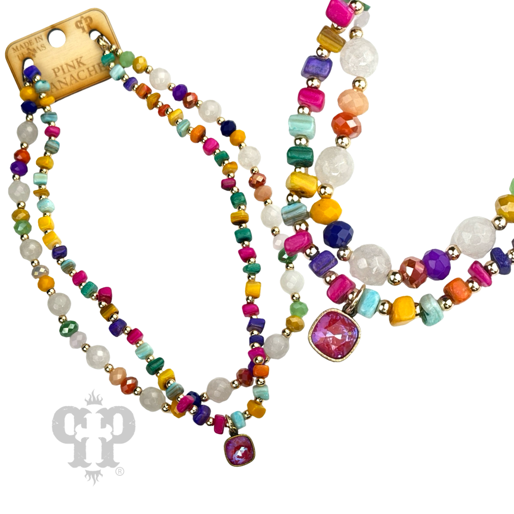 Pink Panache Multi-color bead necklace, Austrian crystal - LC