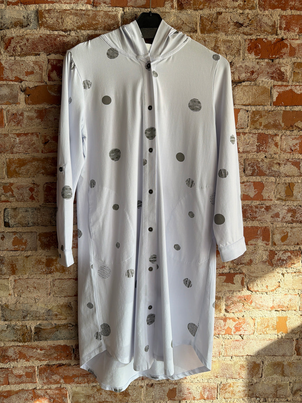 Dotted Maxi Hooded Jackect