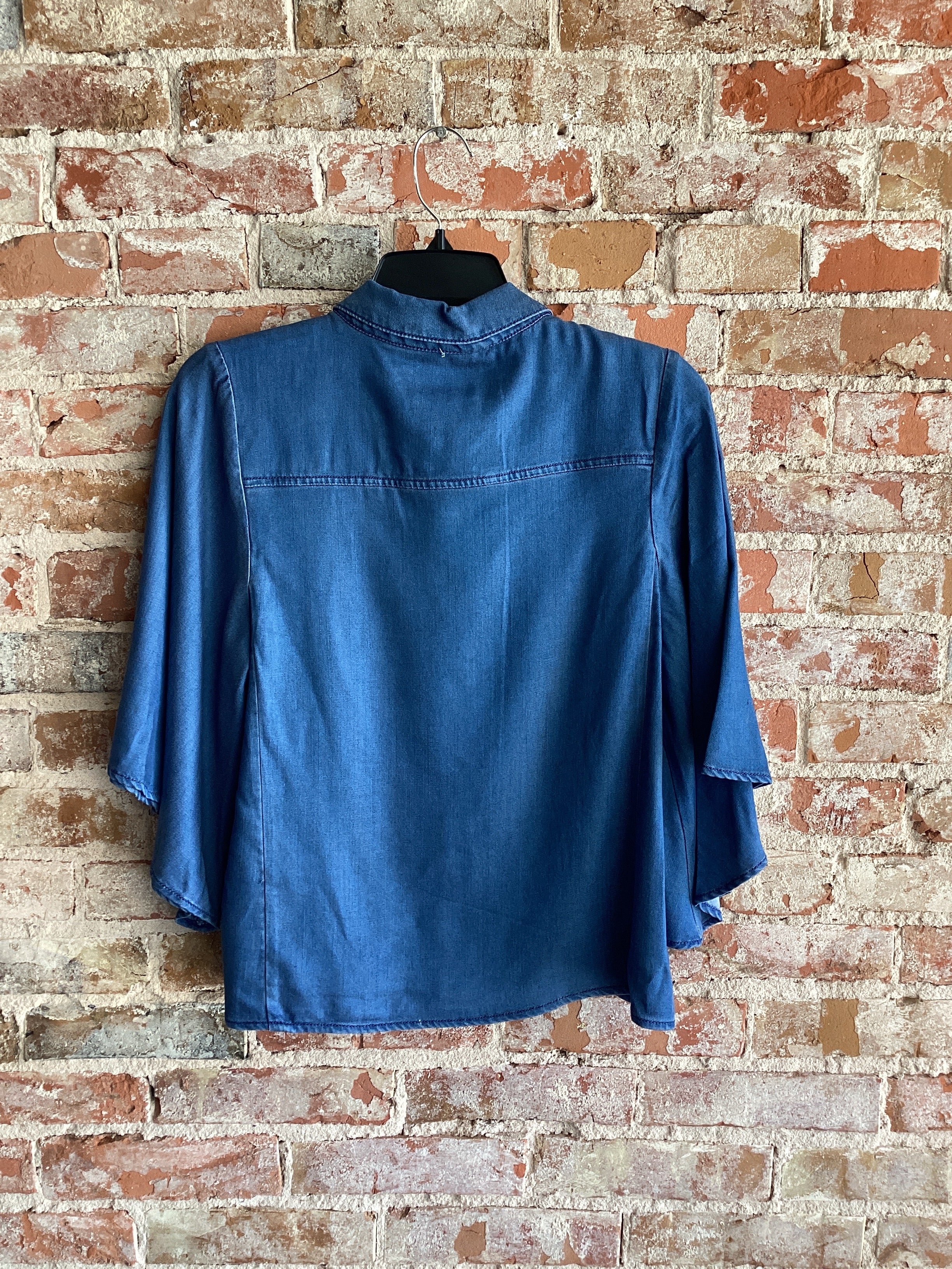 Tru Luxe Cape Sleeve Denim Top