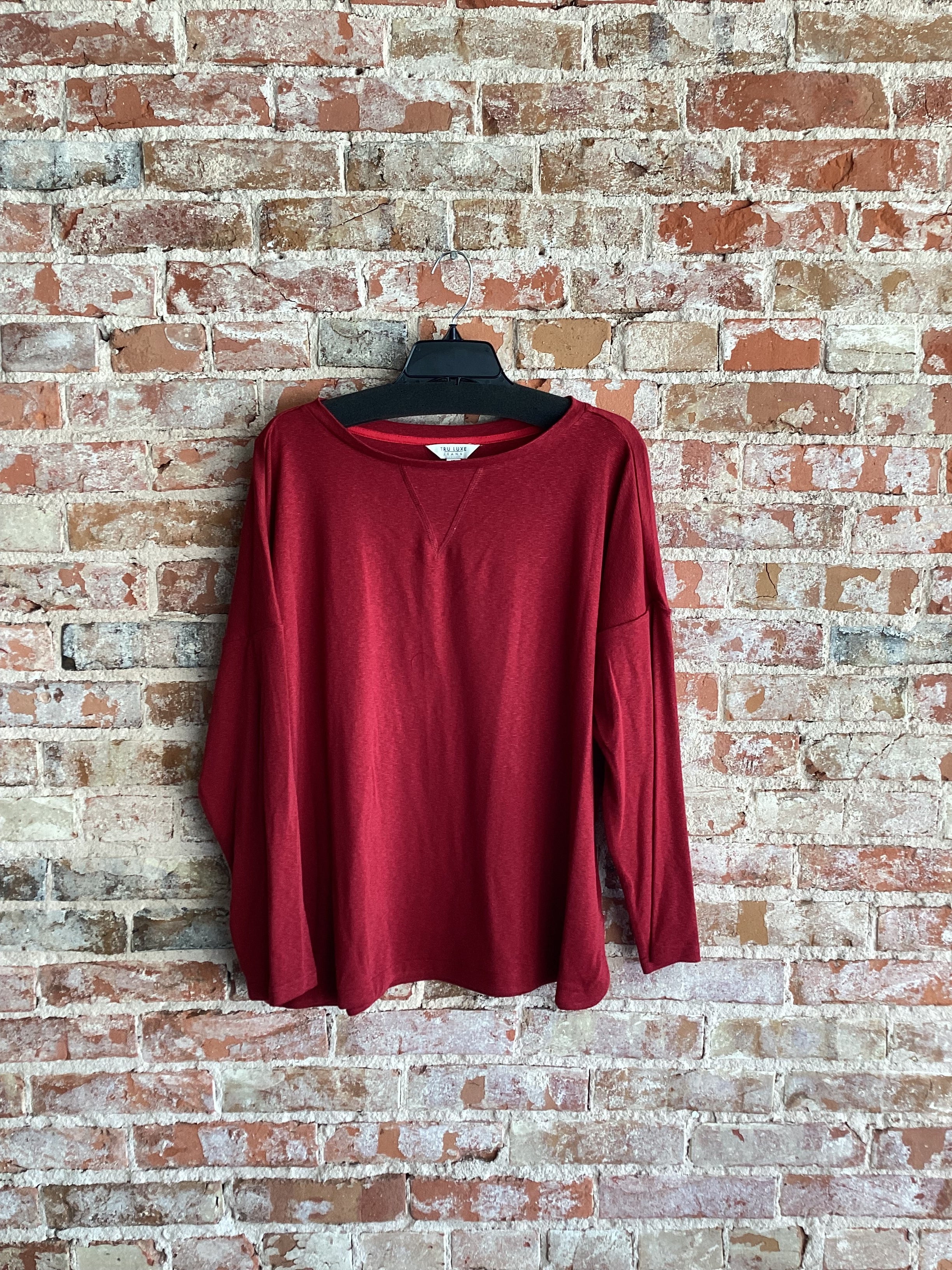 Tru Luxe Rib Knit Sleeve Top - Brick