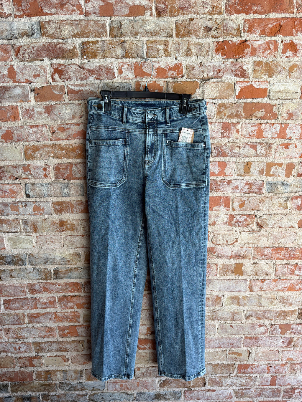 Tru Luxe Woven Denim Wide Leg Utility Jean