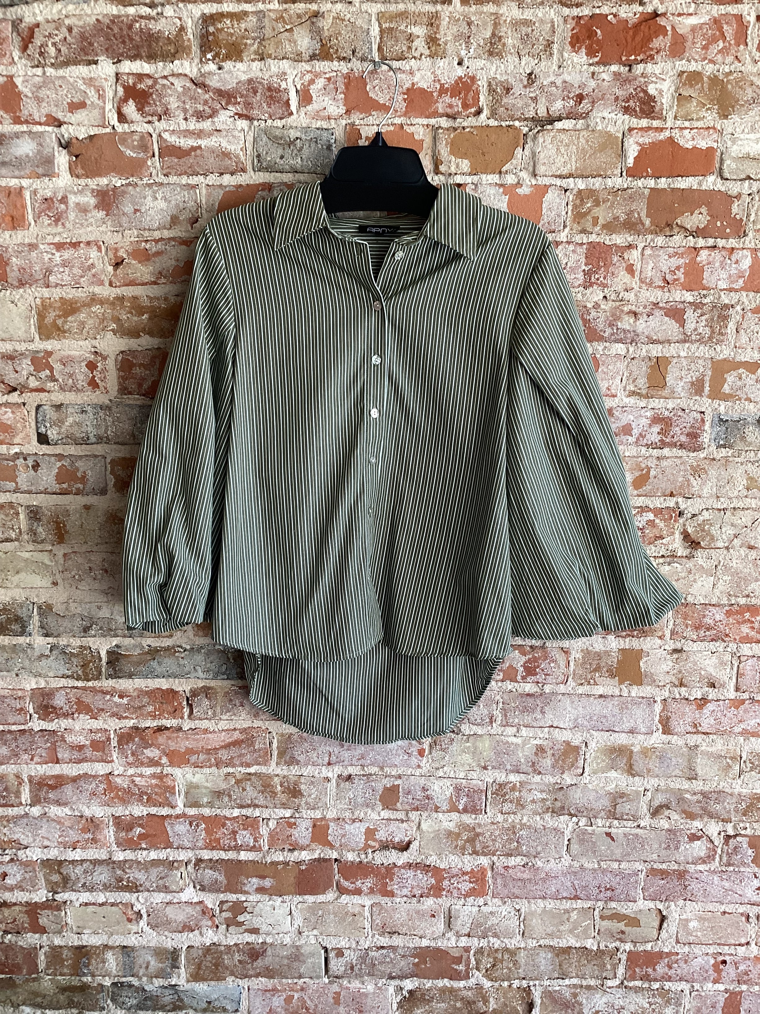 APNY olive button shirt