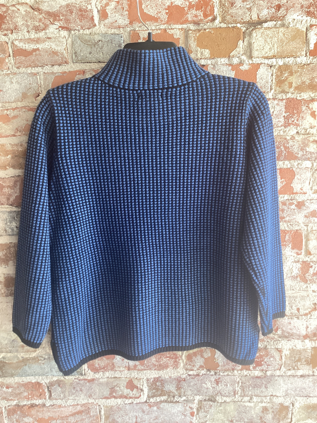 Multiple Knit Botton Mock Neck Sweater