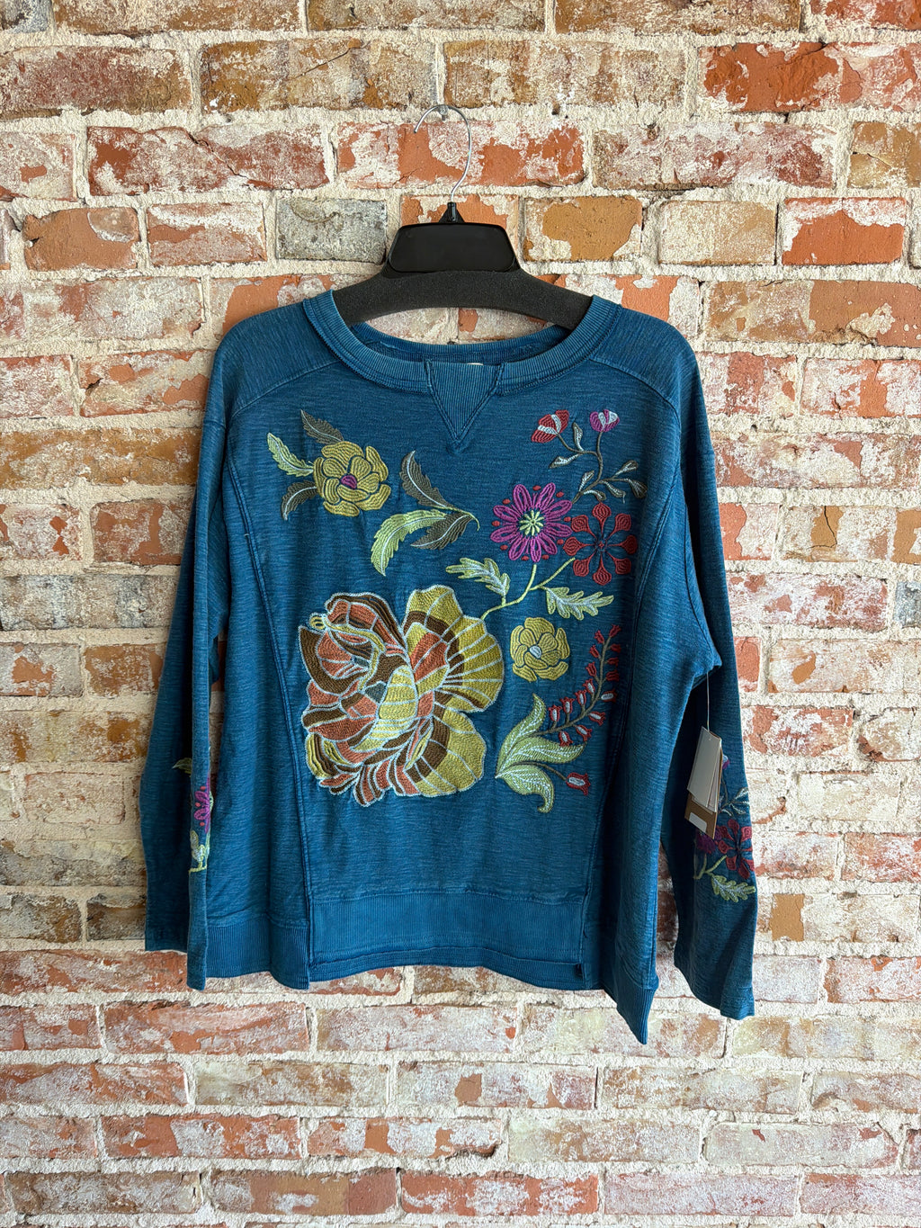 Tru Luxe Embroidered Floral Sweatshirt