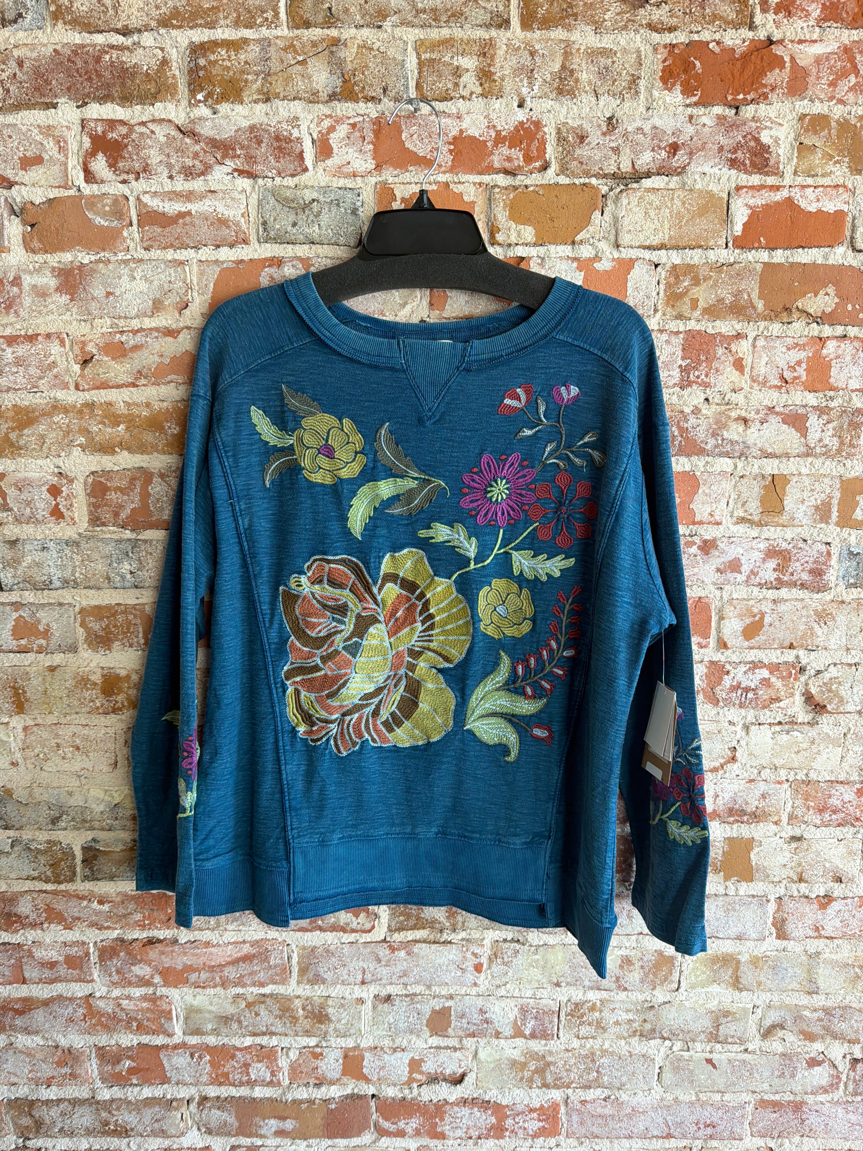 Tru Luxe Embroidered Floral Sweatshirt