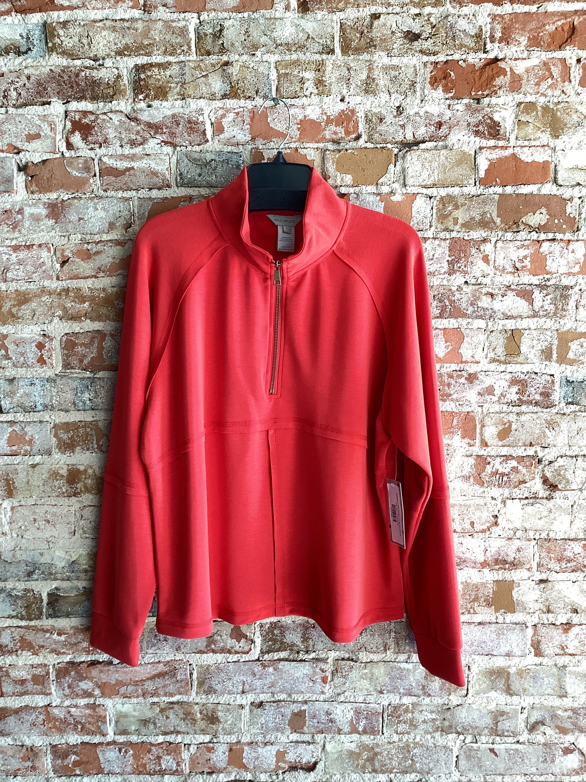 Multiples Cuffed Raglan L/S Zip Mock Neck