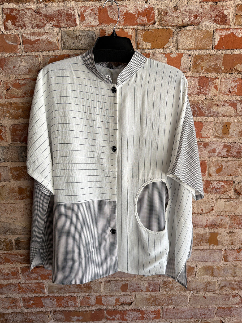 Shana Strip and Gingham Top