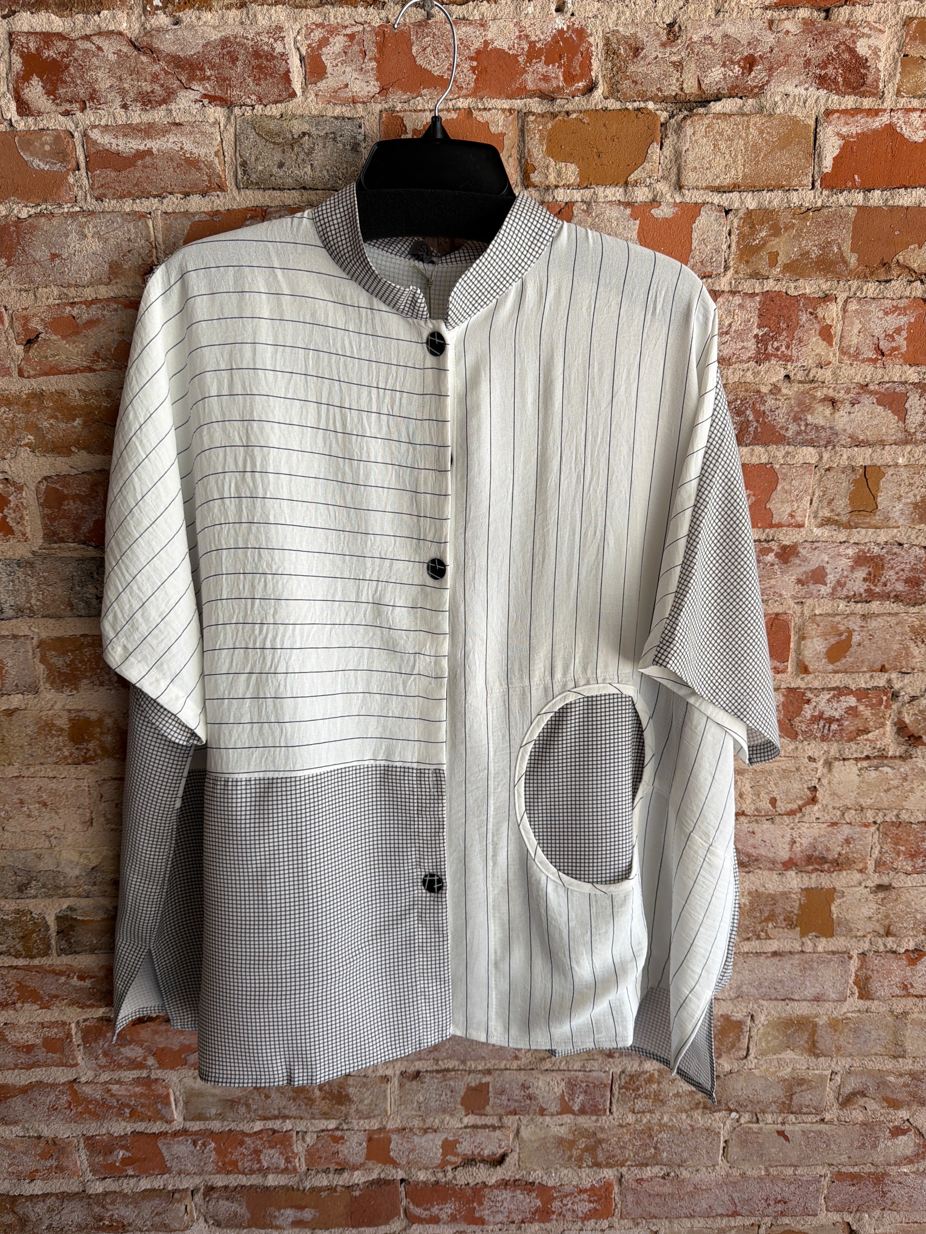 Shana Strip and Gingham Top