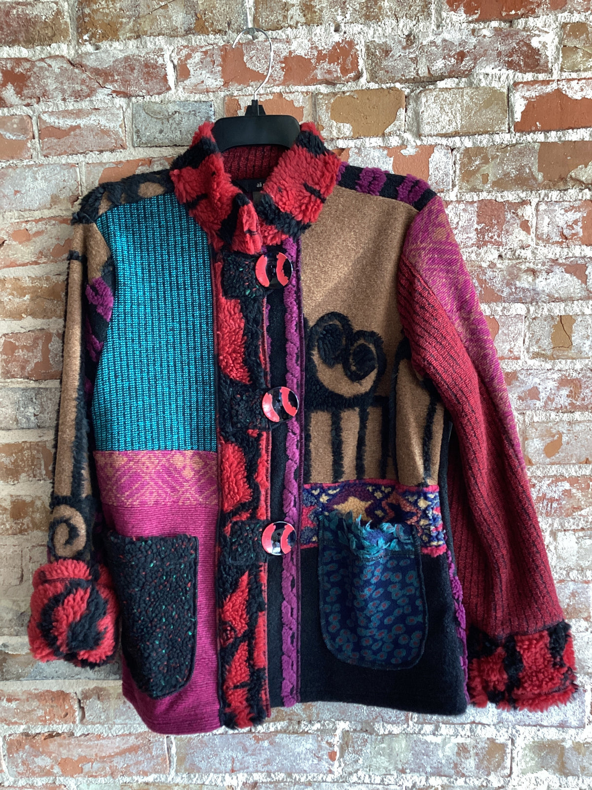 Ali Miles Mix Media Button Front Jacket