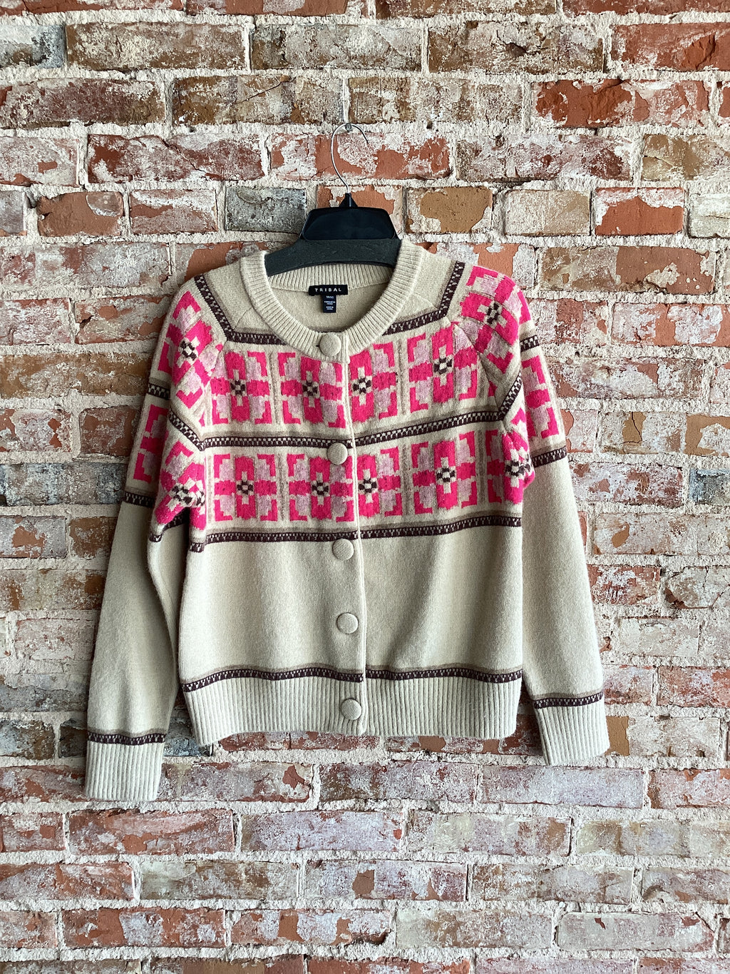 Tribal Sweater Cardigan with Buttons