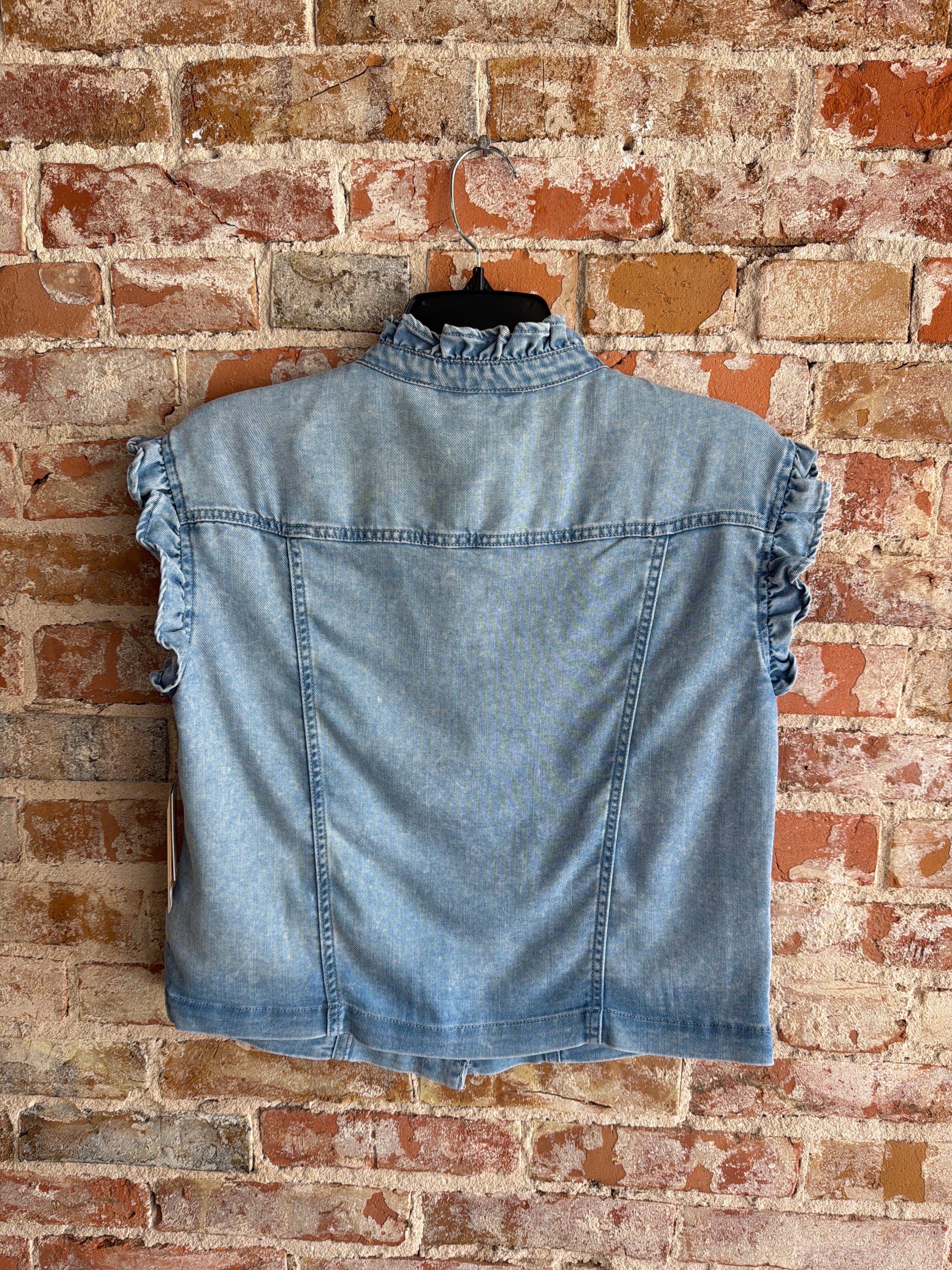 Tru Luxe Ruffle Denim Top