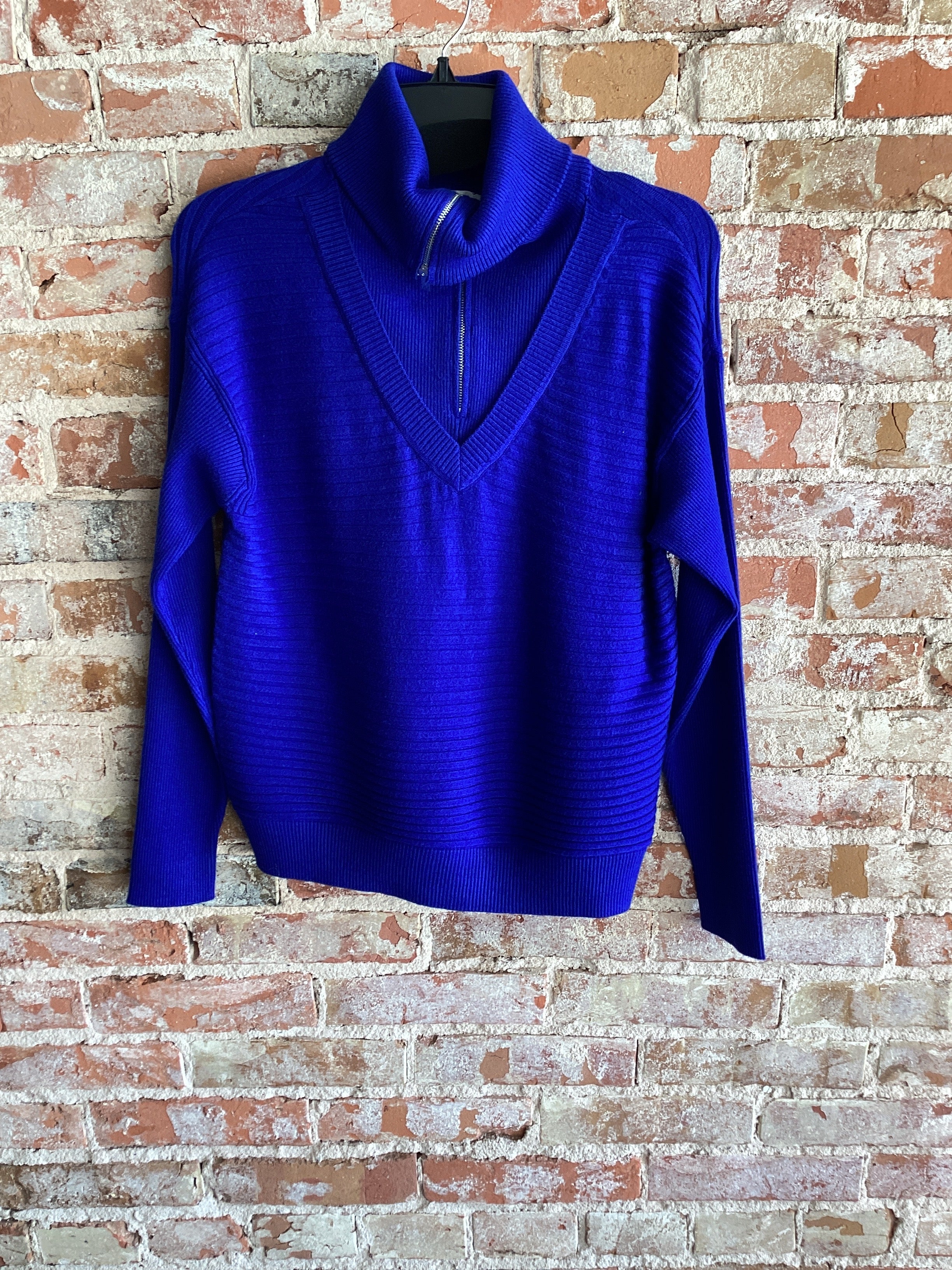 Tribal 1/4 Zip Royal Blue Sweater