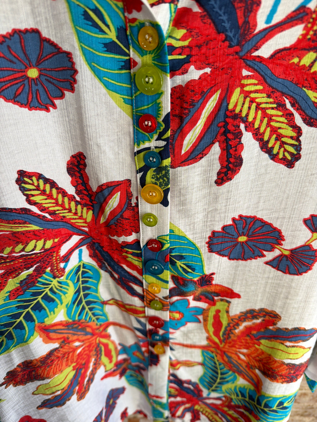 Multiples Button Front Tie Waist Top