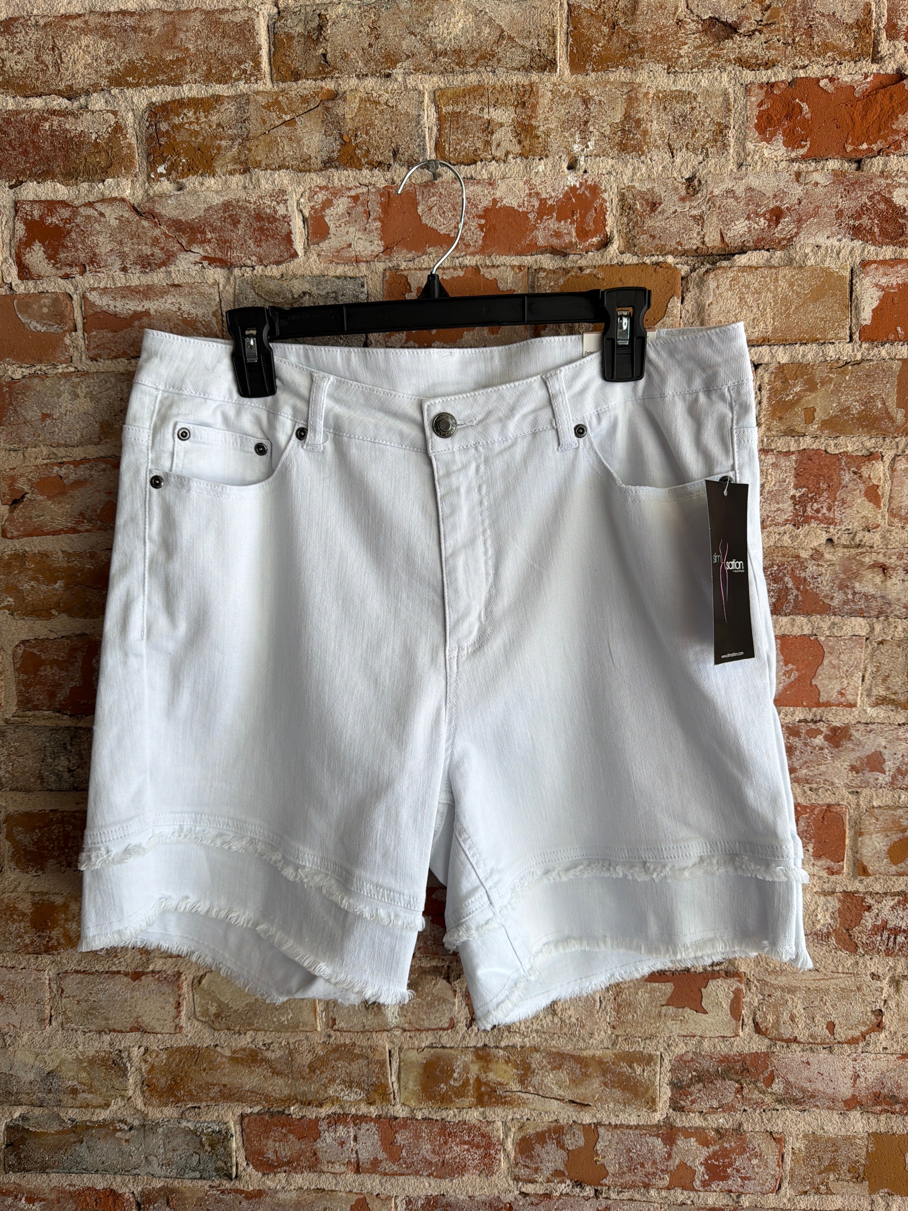Multiples Fringe Hem Jean Shorts