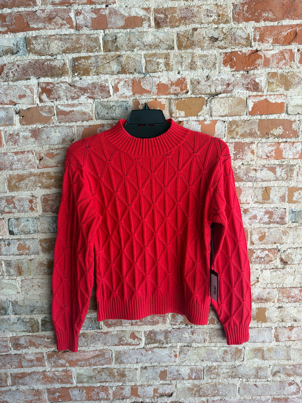 APNY Red Diamond Eyelet Sweater