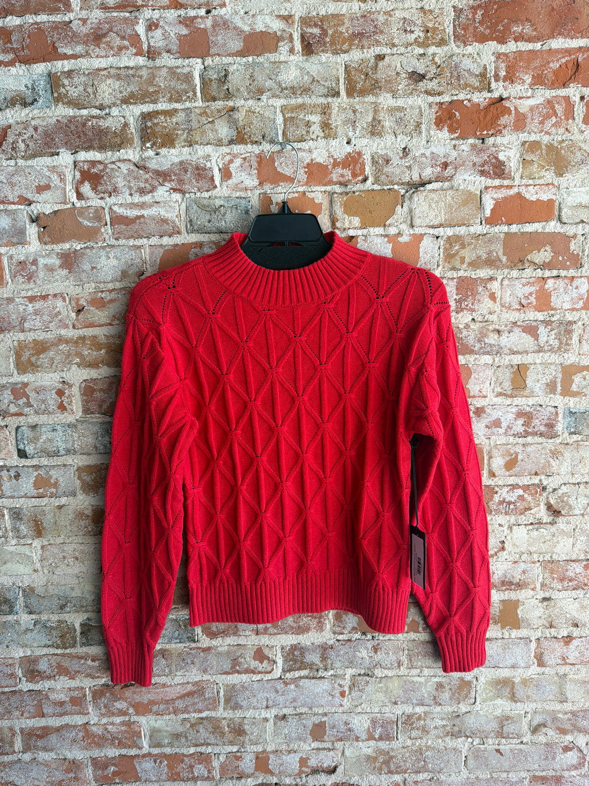 APNY Red Diamond Eyelet Sweater