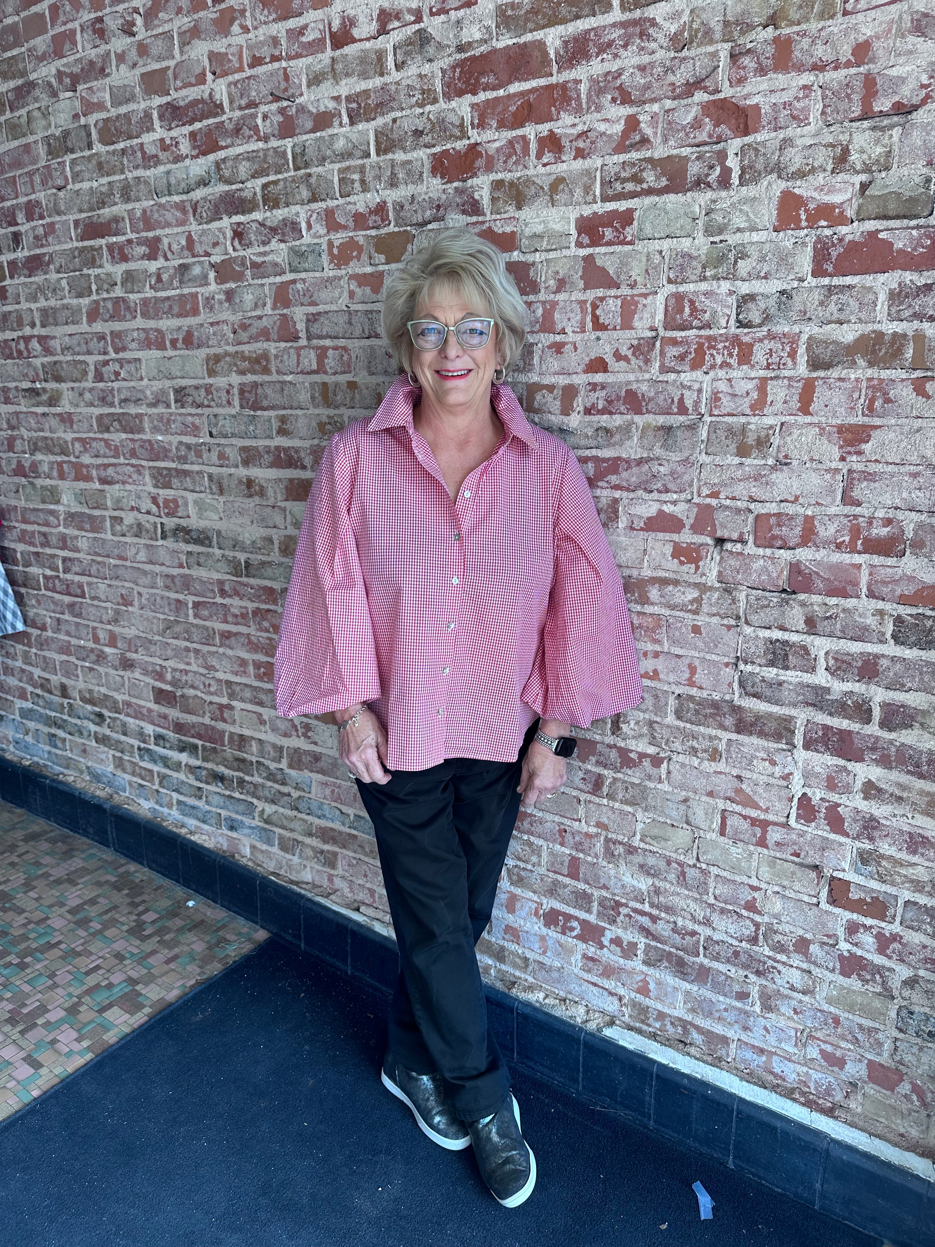 APNY Red/White Check Blouse