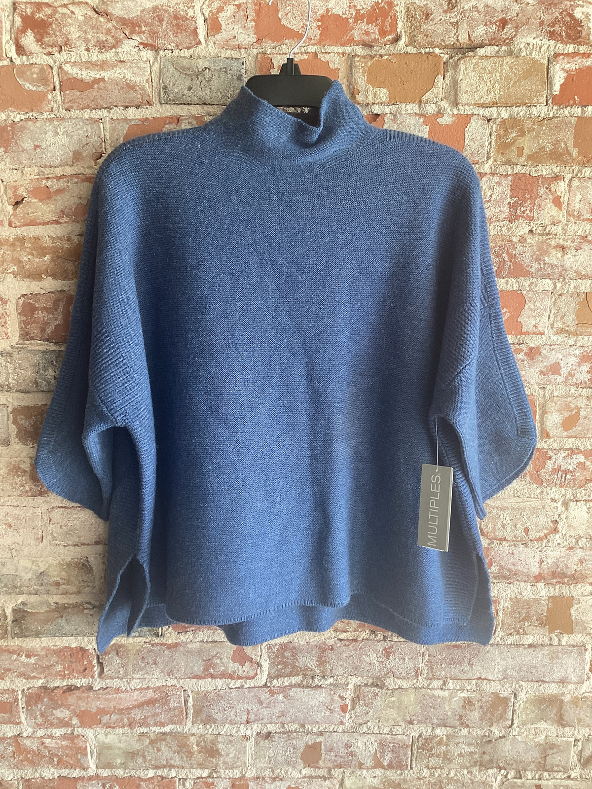 Multiples Knit 3/4 Drop Shoulder Funnel Sweater