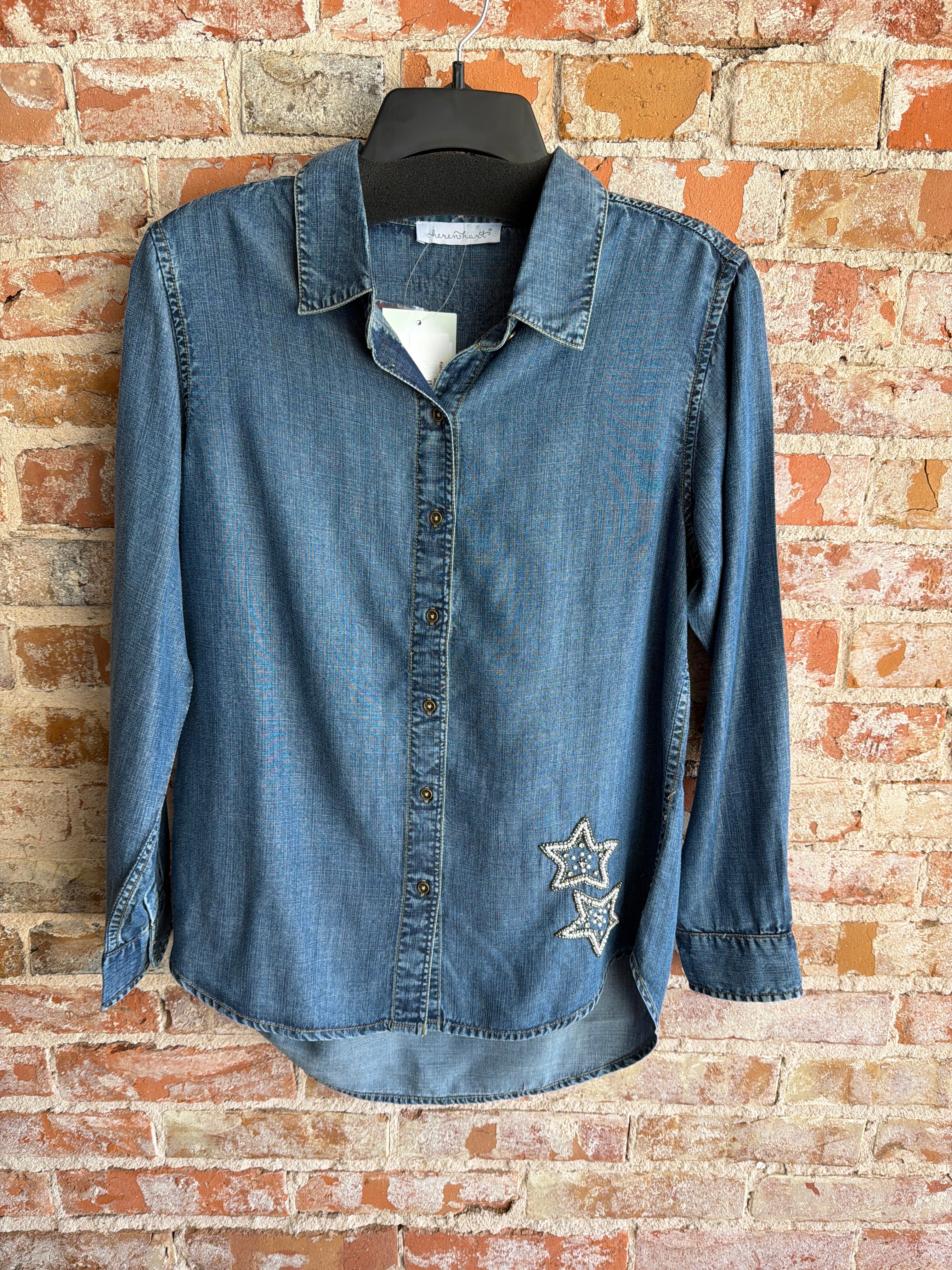 Keren Hart Button Up Star Top