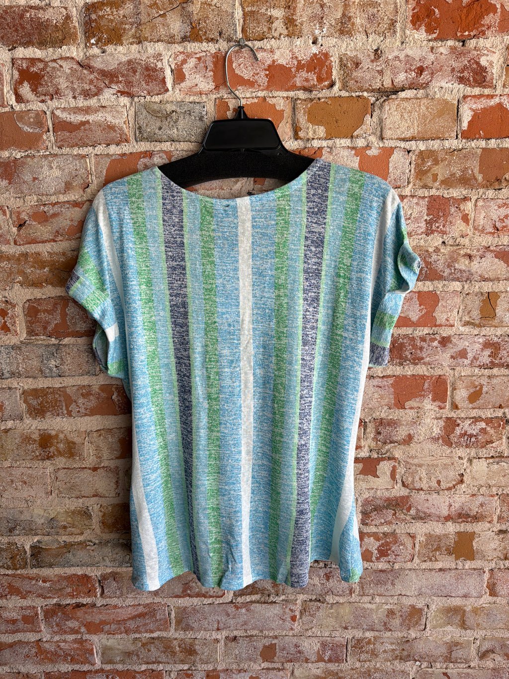 Keren Hart Blue and Green Stripe Top