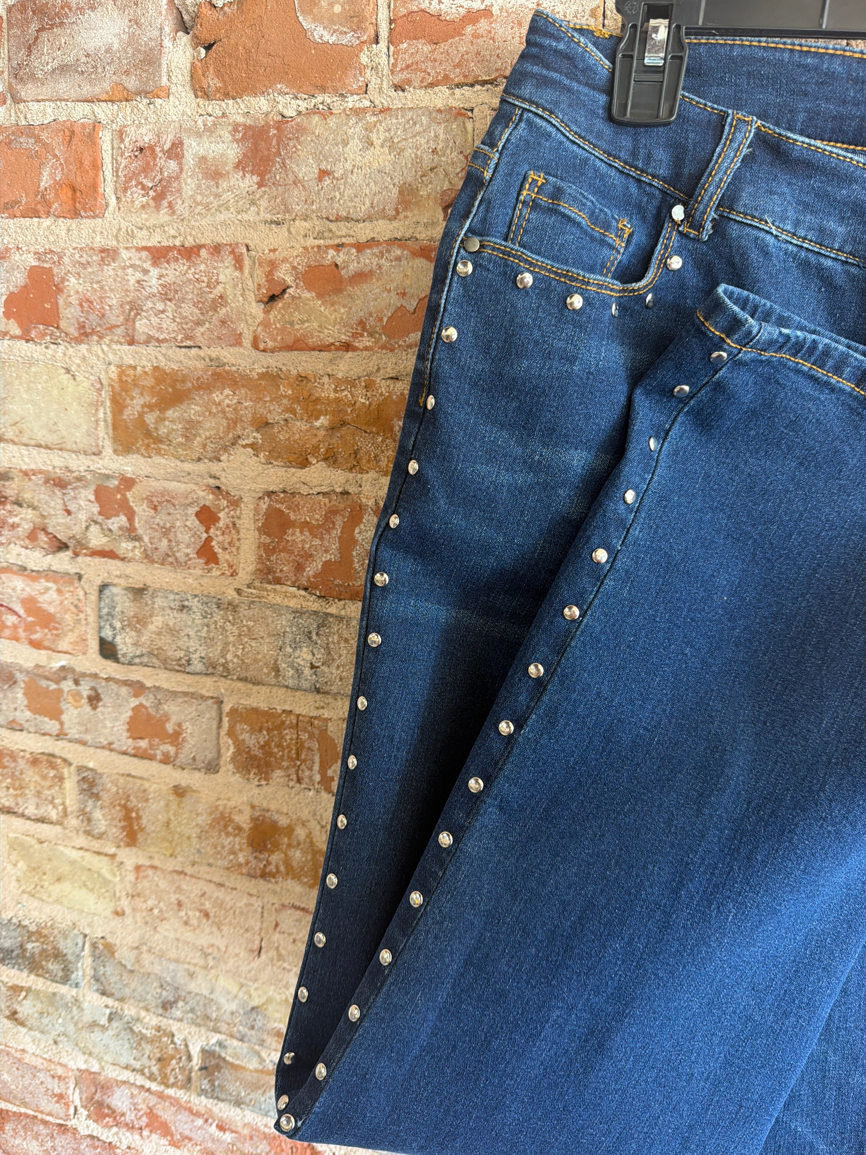 Tru Luxe Wide Leg Silver Studded Jean