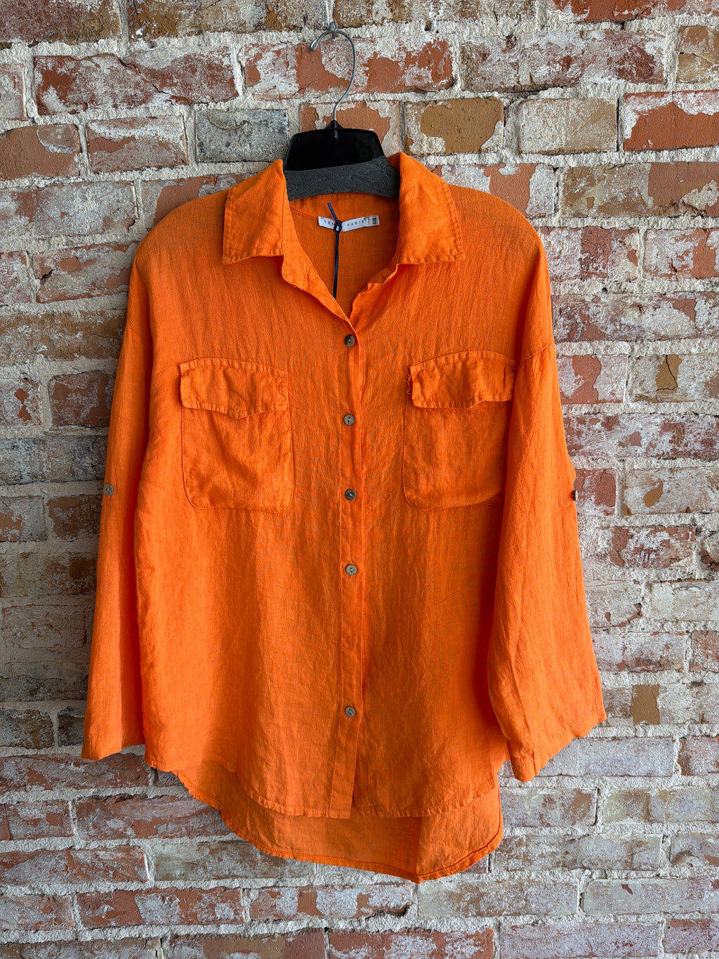 Tempo Paris Orange Front Pocket Button up