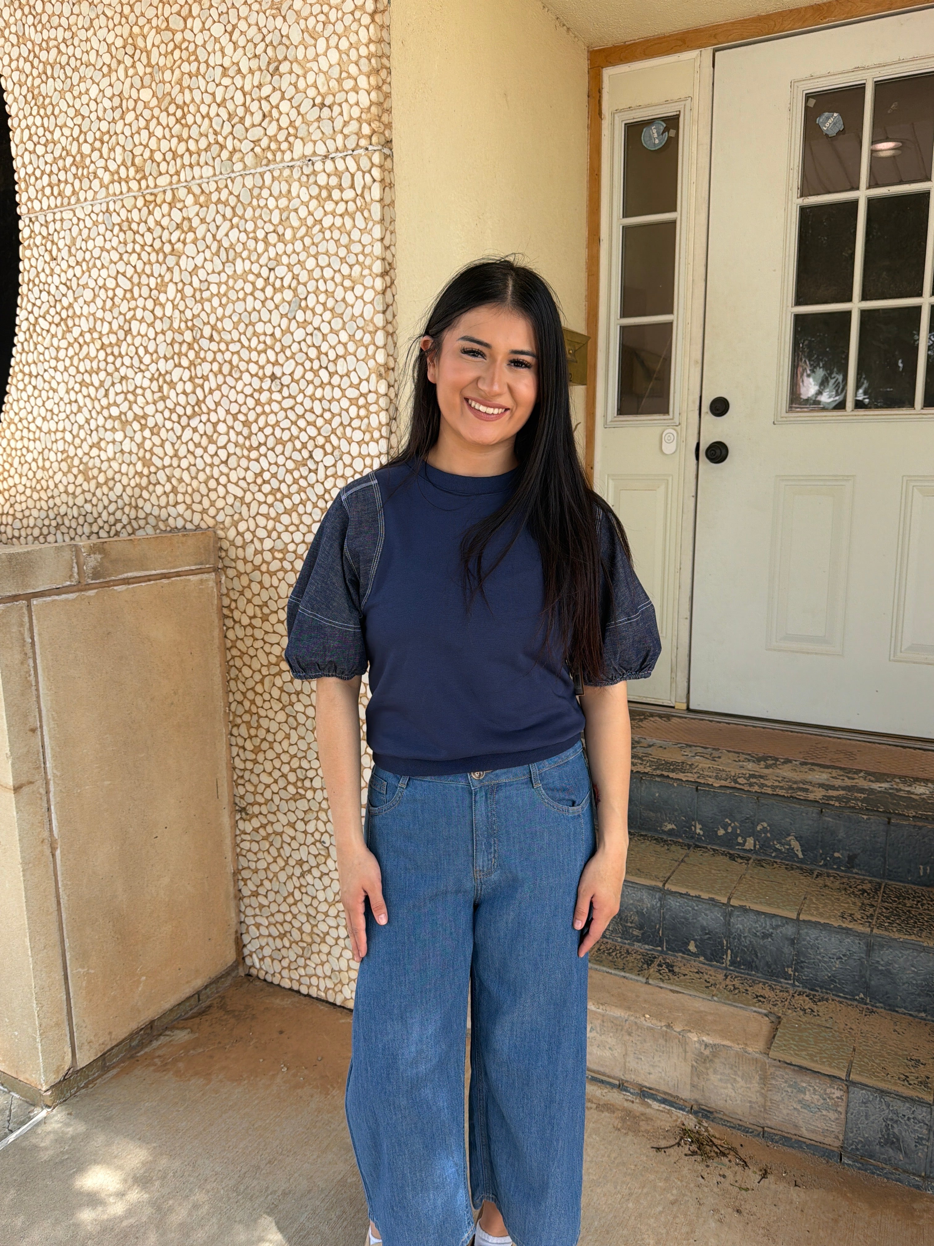 Tru Luxe Popover Denim Top