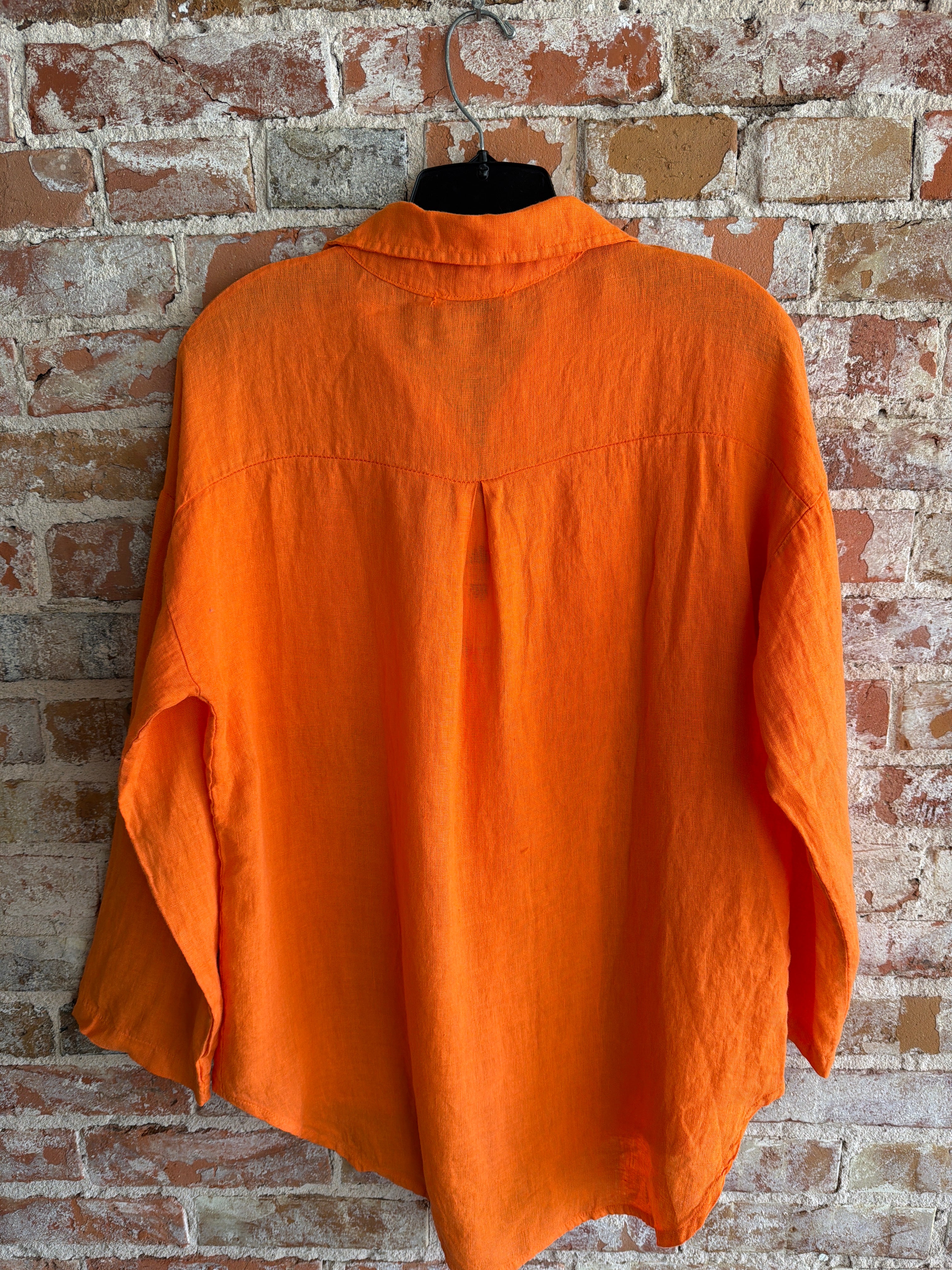 Tempo Paris Orange Front Pocket Button up