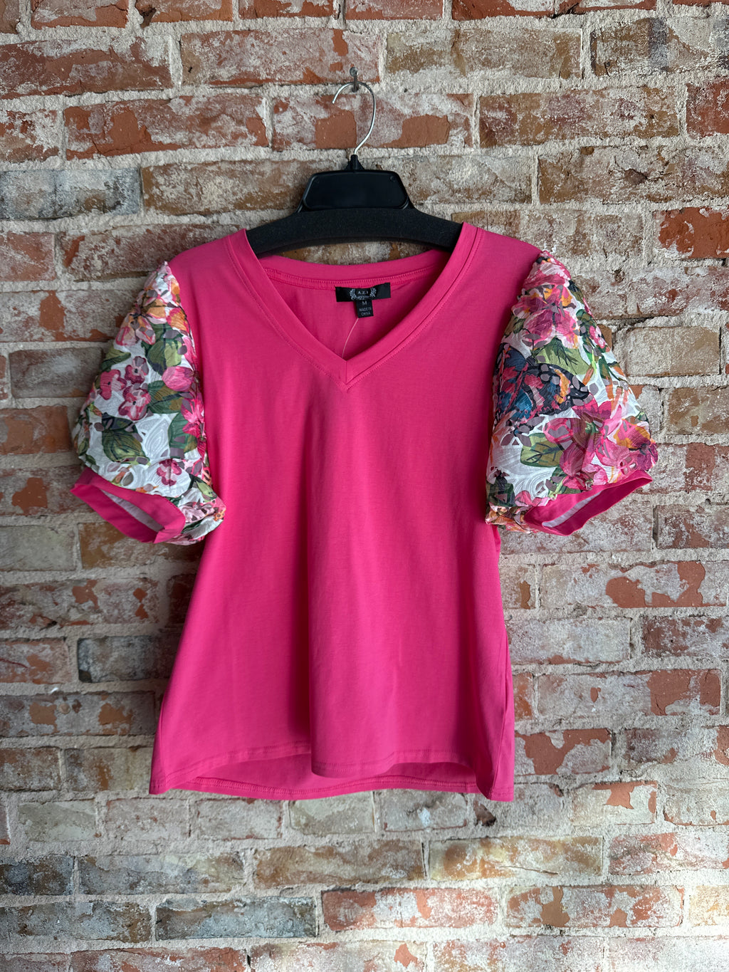 A.Z.I Pink Top Floral Sleeves