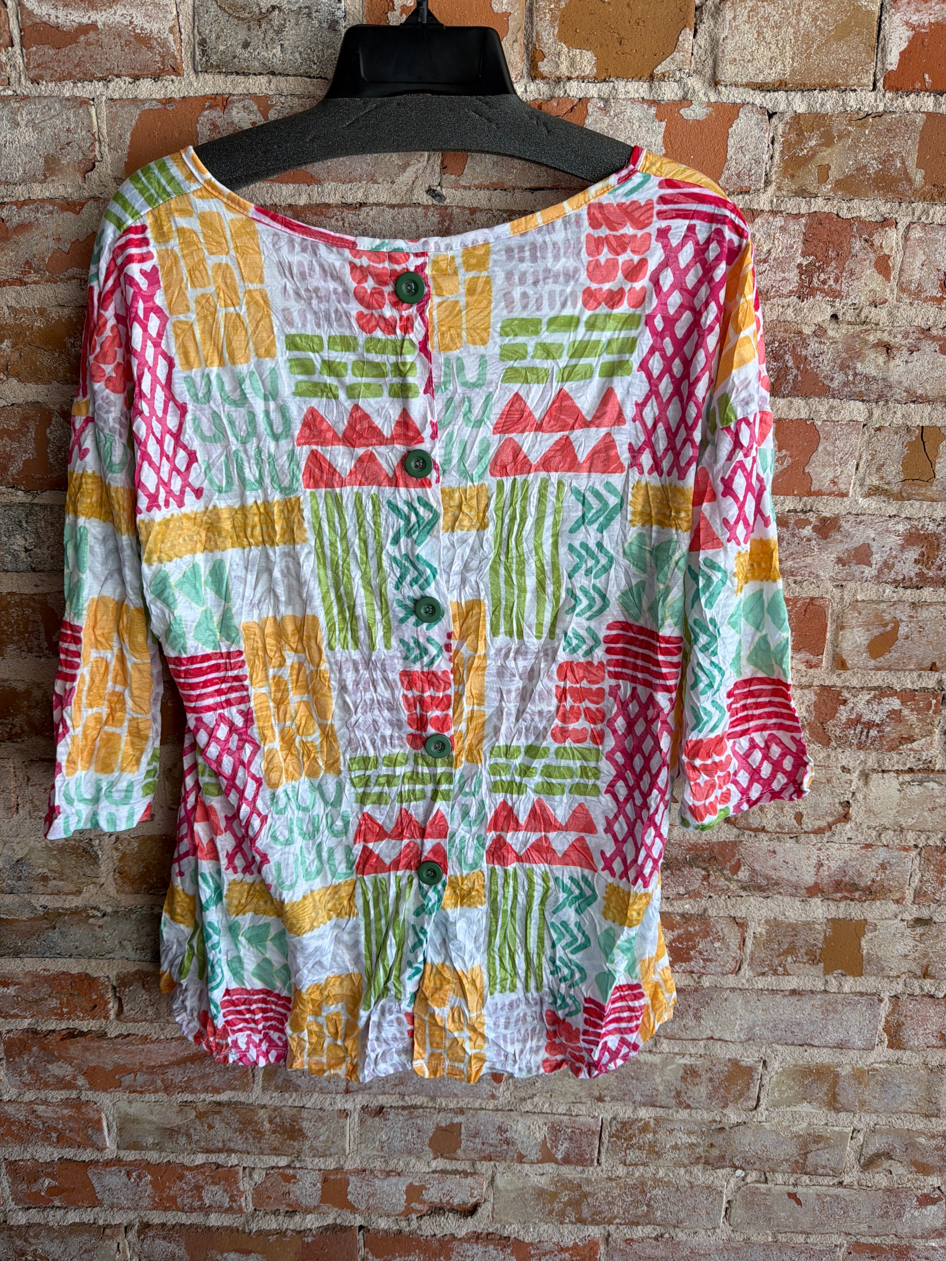 Shana Crinkle Button Back Top