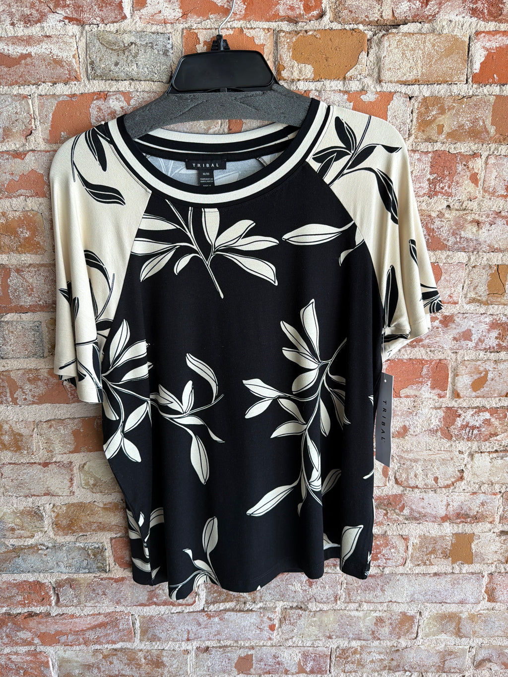 Tribal Flutter Sleeve Crew Neck Top