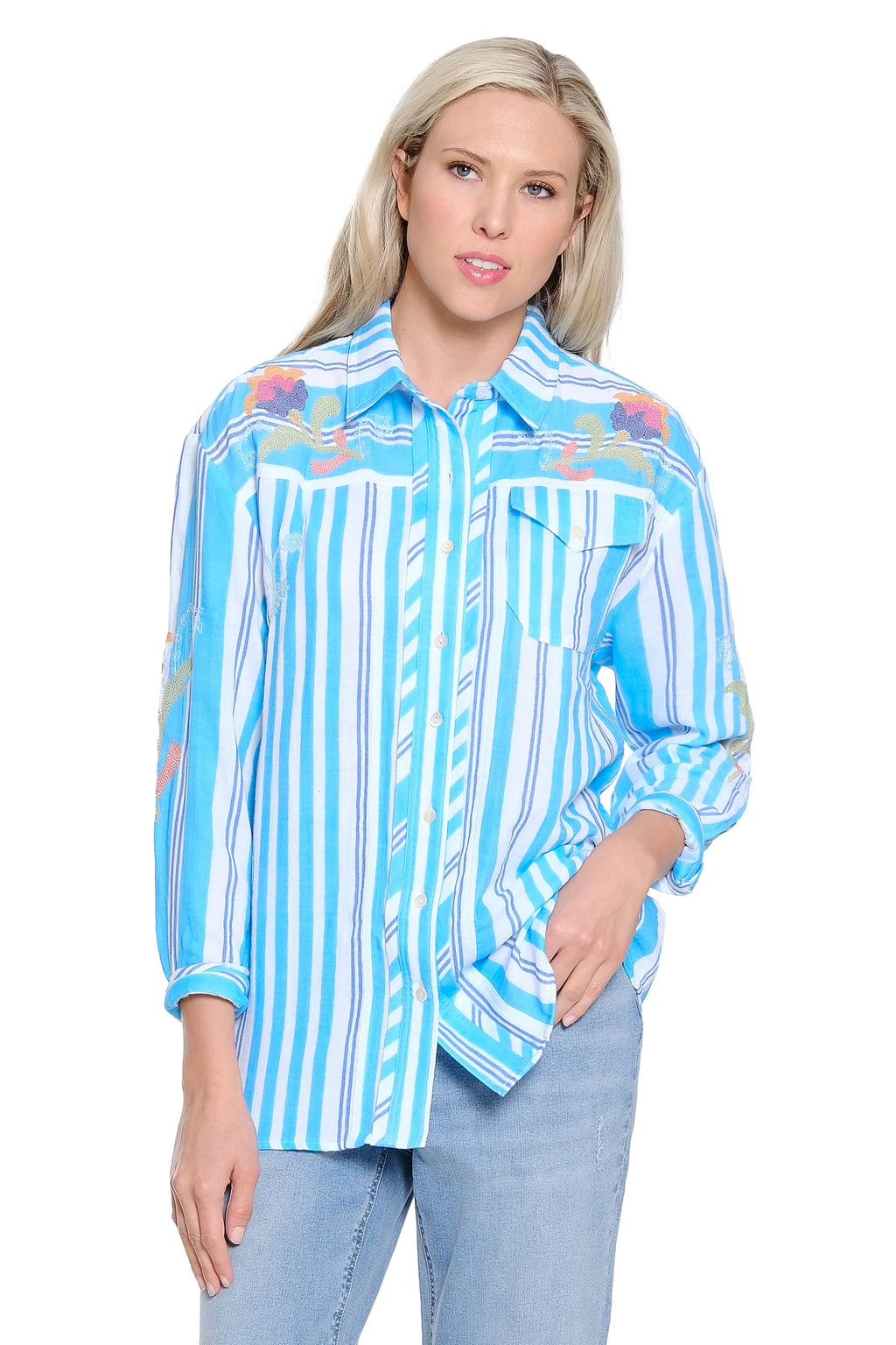 Tru Luxe Embroidered Button up Shirt