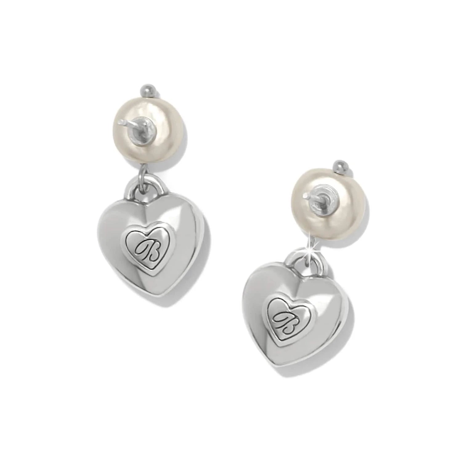 Brighton Heart Pearl Post Drop Earrings