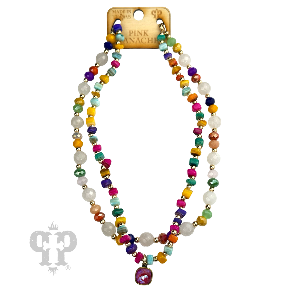 Pink Panache Multi-color bead necklace, Austrian crystal - LC