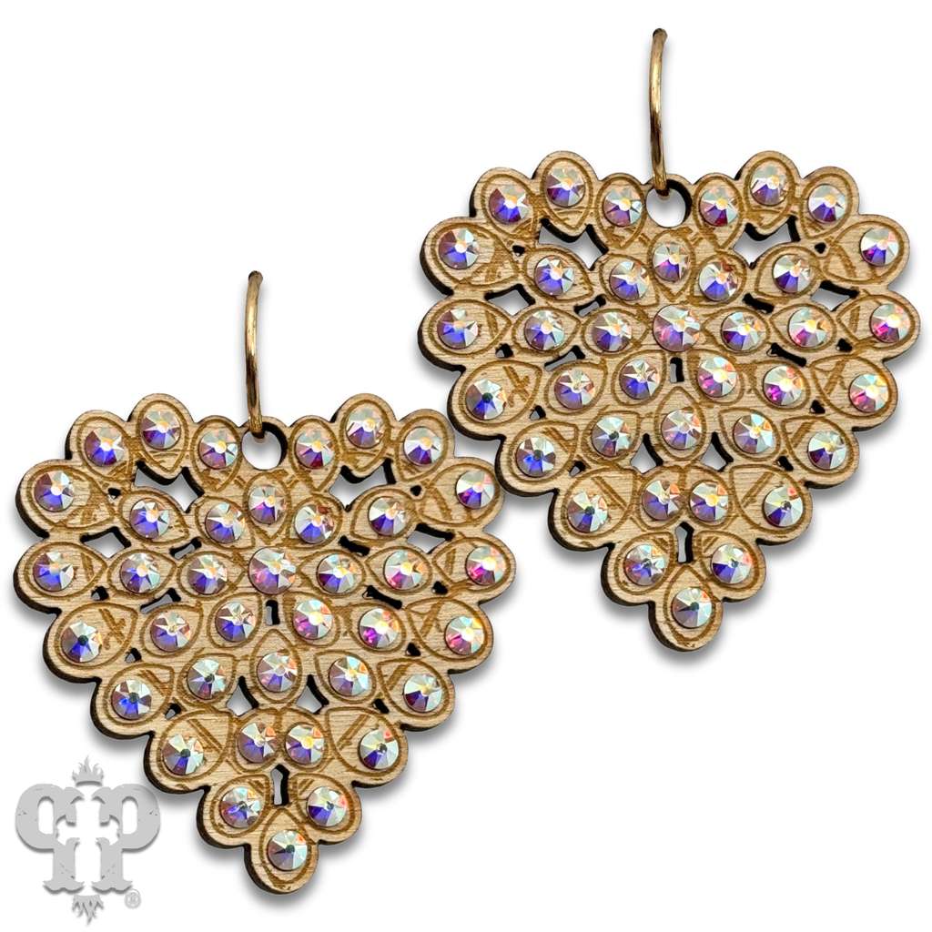 Pink Panache Laser cut rhinestone heart earring